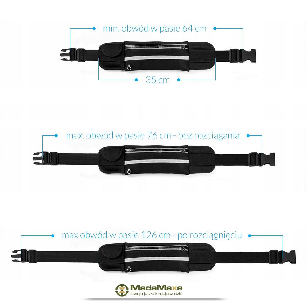 Czarna Sportowa Saszetka Nerka Biodrówka do Biegania GT Sport Solid HR - KF64 - obrazek 4