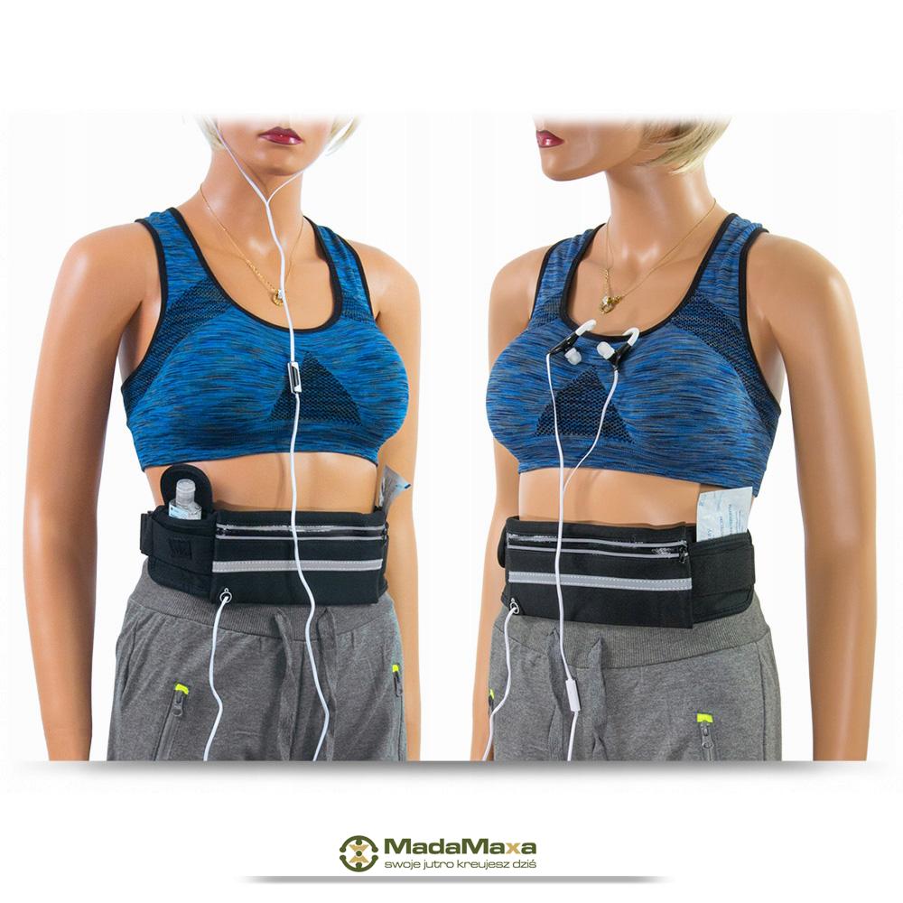 Czarna Sportowa Saszetka Nerka Biodrówka do Biegania GT Sport Solid HR - KF64 - obrazek 7