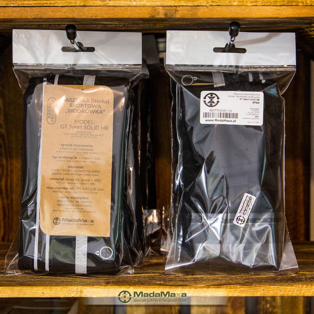 Czarna Sportowa Saszetka Nerka Biodrówka do Biegania GT Sport Solid HR - KF64 - obrazek 8