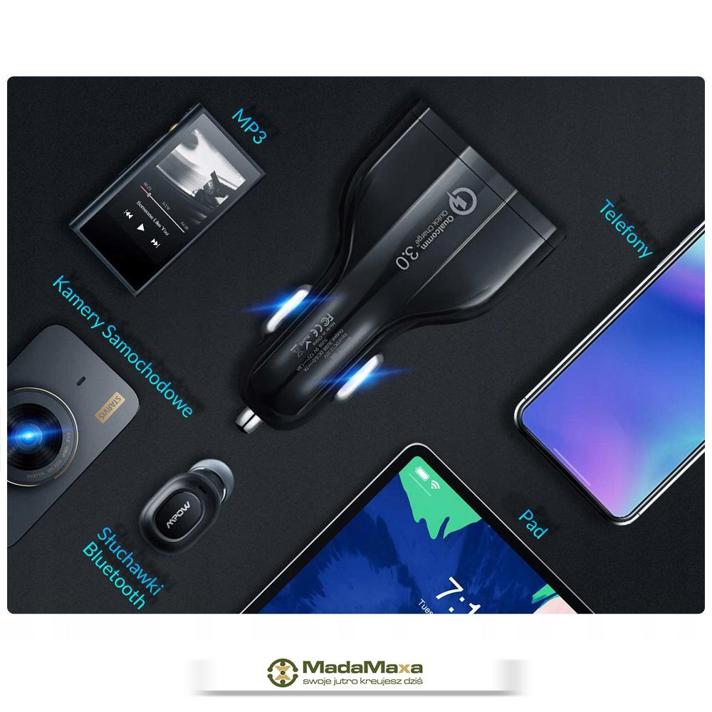 Ładowarka Samochodowa OVAL QUICK CHARGE 3.0 - 12V - 24V LED 2x USB 1x TYPE-C KF87 - obrazek 3