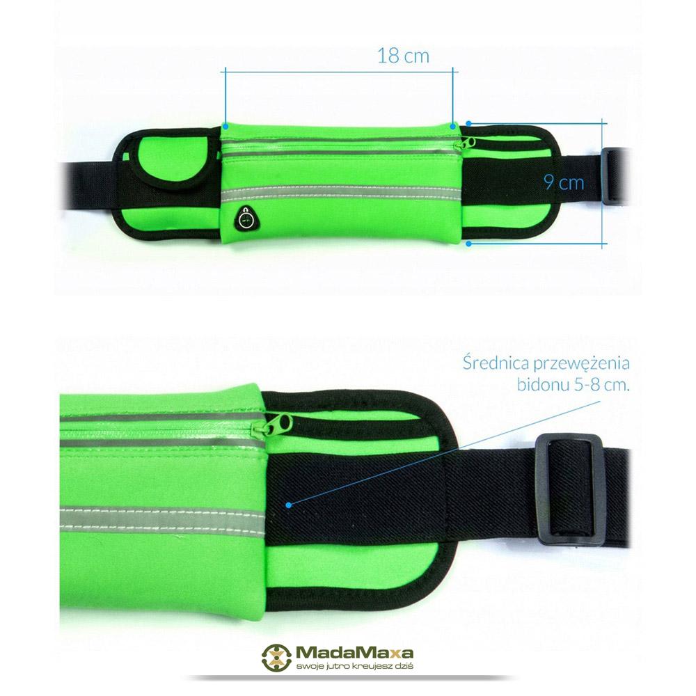 Zielona Sportowa Saszetka Nerka Biodrówka do Biegania GT Sport Solid HR - KF61 - obrazek 5