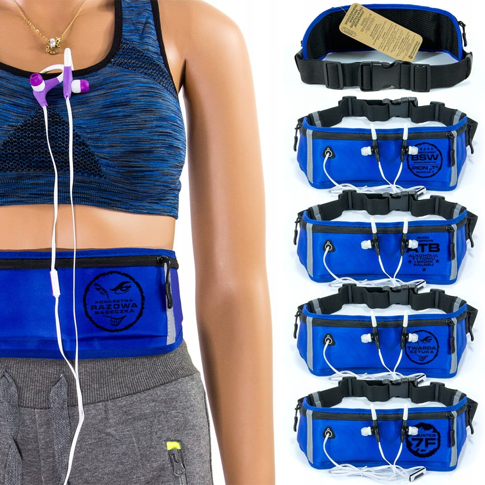 Granatowa NERKA ( biodrówka na pas ) z nadrukiem + opaski odblaskowe - model DX AQUATICS 7F