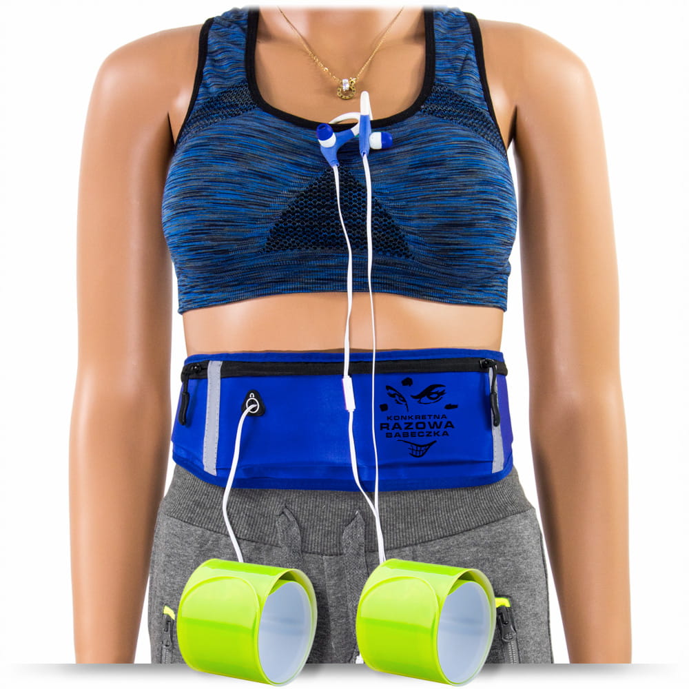 Granatowa NERKA ( biodrówka na pas ) z nadrukiem + opaski odblaskowe - model DX AQUATICS 7F - obrazek 3