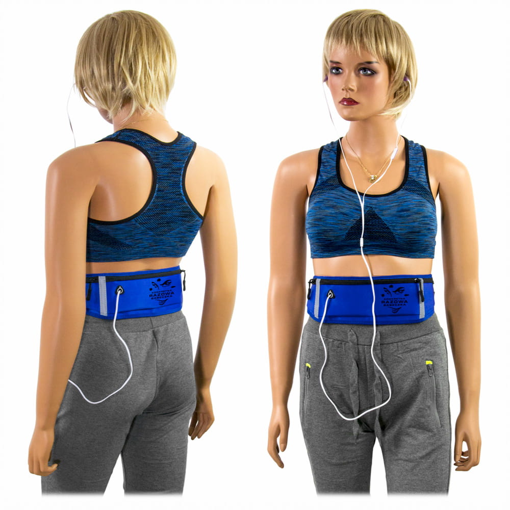 Granatowa NERKA ( biodrówka na pas ) z nadrukiem + opaski odblaskowe - model DX AQUATICS 7F - obrazek 4