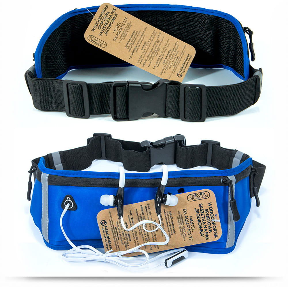 Granatowa NERKA ( biodrówka na pas ) z nadrukiem + opaski odblaskowe - model DX AQUATICS 7F - obrazek 5