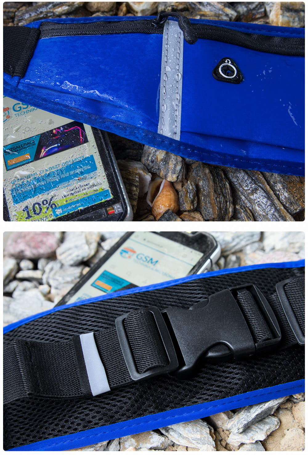 Granatowa NERKA ( biodrówka na pas ) z nadrukiem + opaski odblaskowe - model DX AQUATICS 7F - obrazek 8