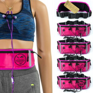 Różowa NERKA ( biodrówka na pas ) z nadrukiem logo + opaski odblaskowe - model DX AQUATICS 7F