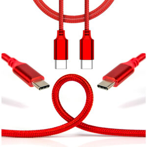 KABEL Nylonowy TYPE-C to TYPE-C 200cm 2.4A Czerwony KF82
