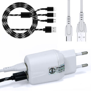 Ładowarka Sieciowa do Telefonu 2x USB + Kabel microUSB + smycz - SMS-WHITE-MICRO-765 KF100