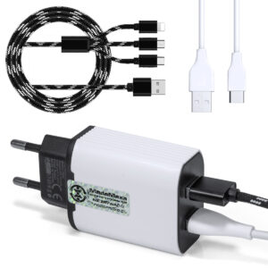 Ładowarka Sieciowa do Telefonu 2x USB + Kabel TYPE-C + smycz - VDVS-WB-TYPE-C-021 KF104