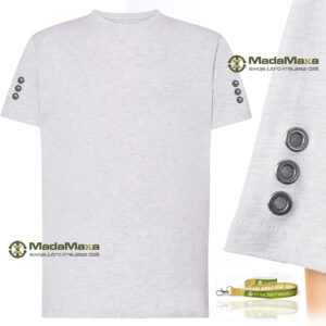 T-shirt unisex z metalowymi oczkami + smycz rozmiar XL TM-MELANGE-MM-XL Popielaty Szary KF146